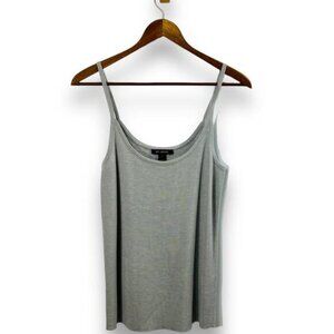 St John Wool Blend Metallic Knit Tank Top Silver Gray Scoop Neck Size M